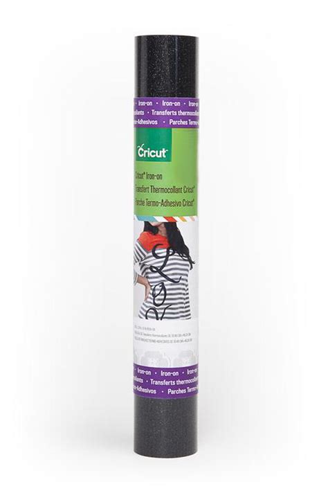 2002040 - Cricut Glitter Iron-On 12X19'' (Black); 1 roll 12 in. x 19 in.; Ideal for T-shirts, team or club wear, bags, aprons, home decor, and more!; Use with all Cricut cutting machines 